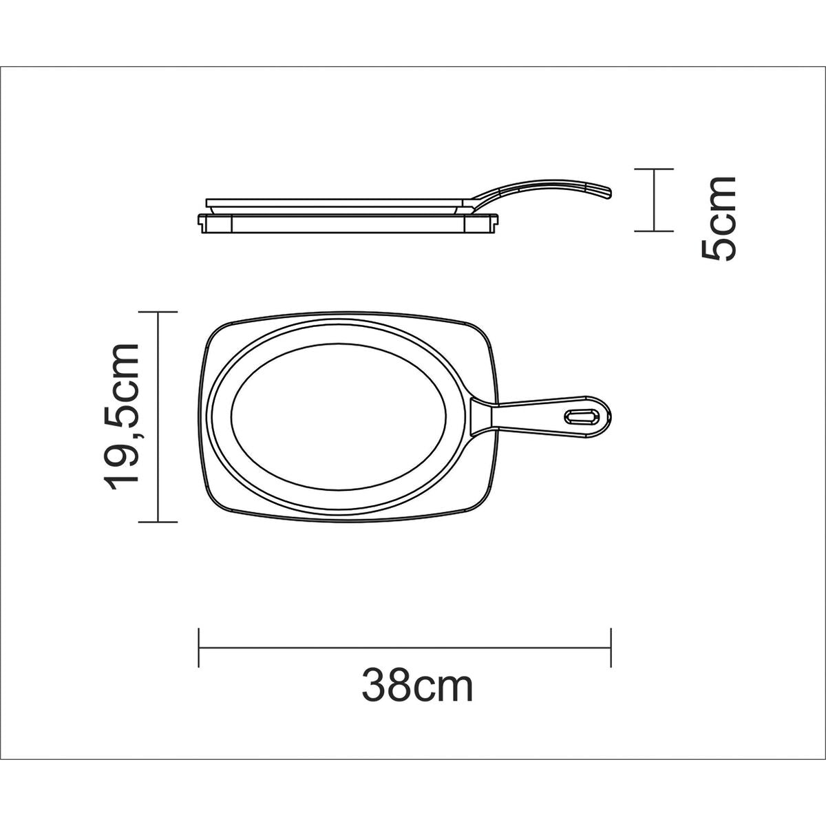 Tramontina Sartén de Hierro Fundido con Bandeja de Madera Churrasco Essencial 38 x 19 cm
