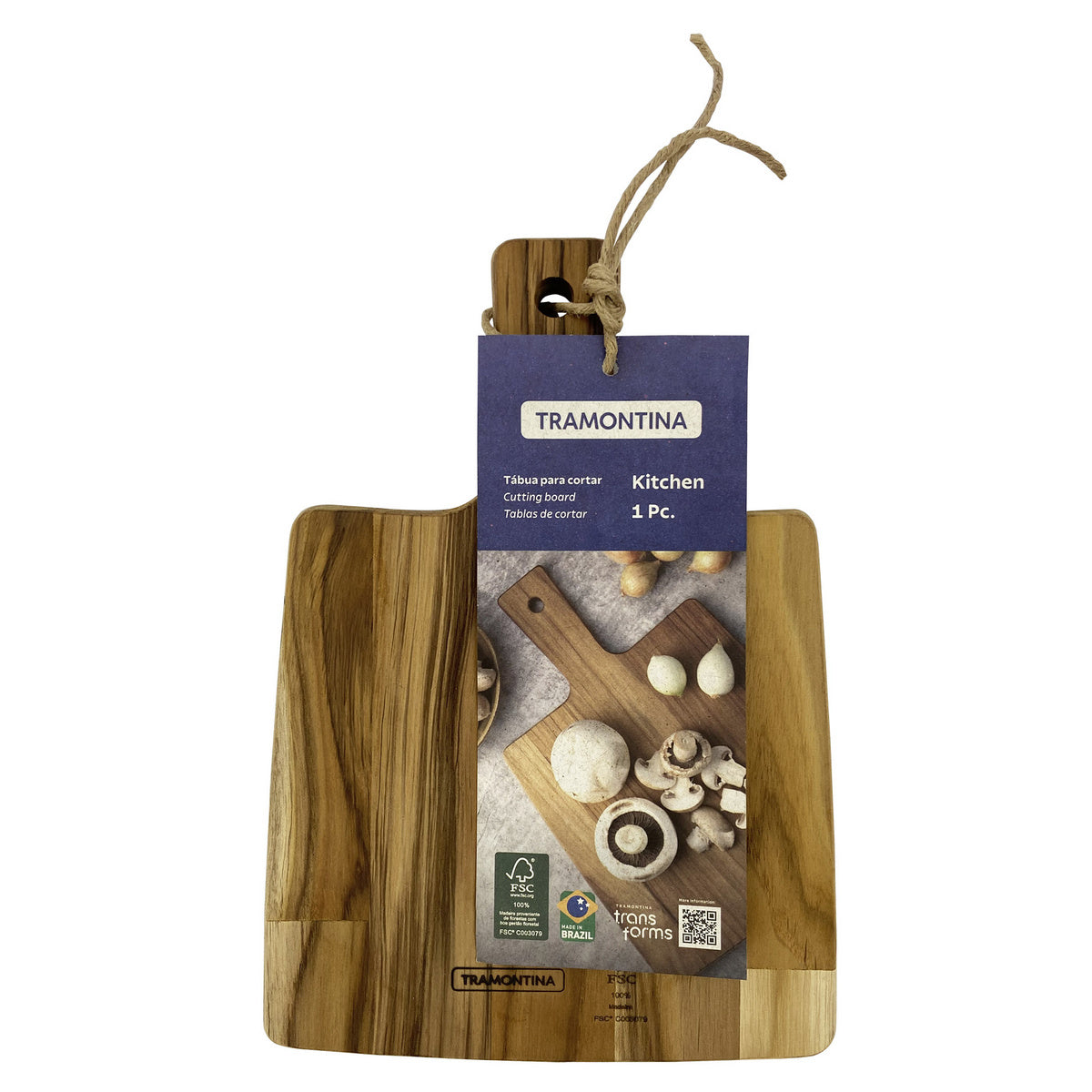 Tramontina Tabla de Madera Teca para Cortar y Servir Kitchen 28 x 19 cm
