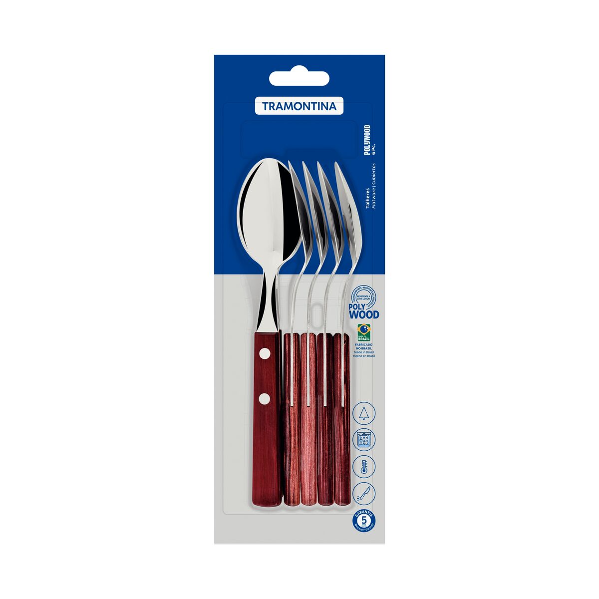 Tramontina Juego de Cucharas de Mesa Polywood Rojo 6 piezas