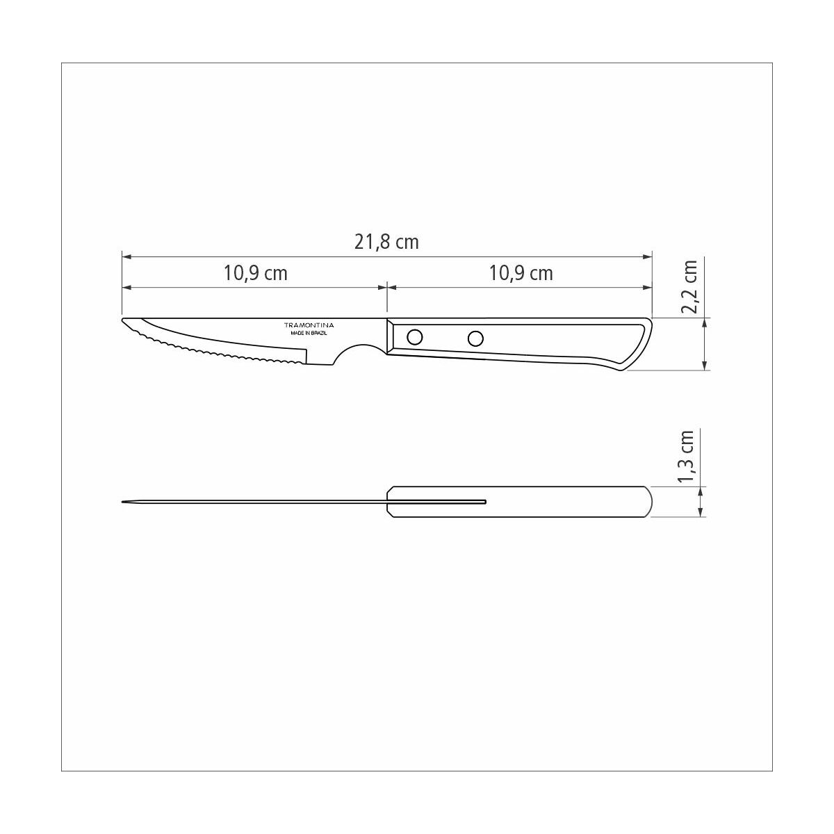 Tramontina Juego de Cuchillos Chuleteros 11 cm Polywood Castaño 6 piezas