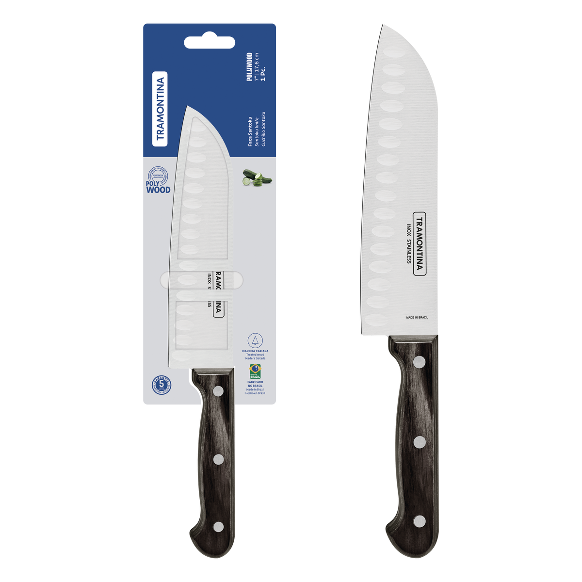 Tramontina Cuchillo Santoku Polywood 18 cm