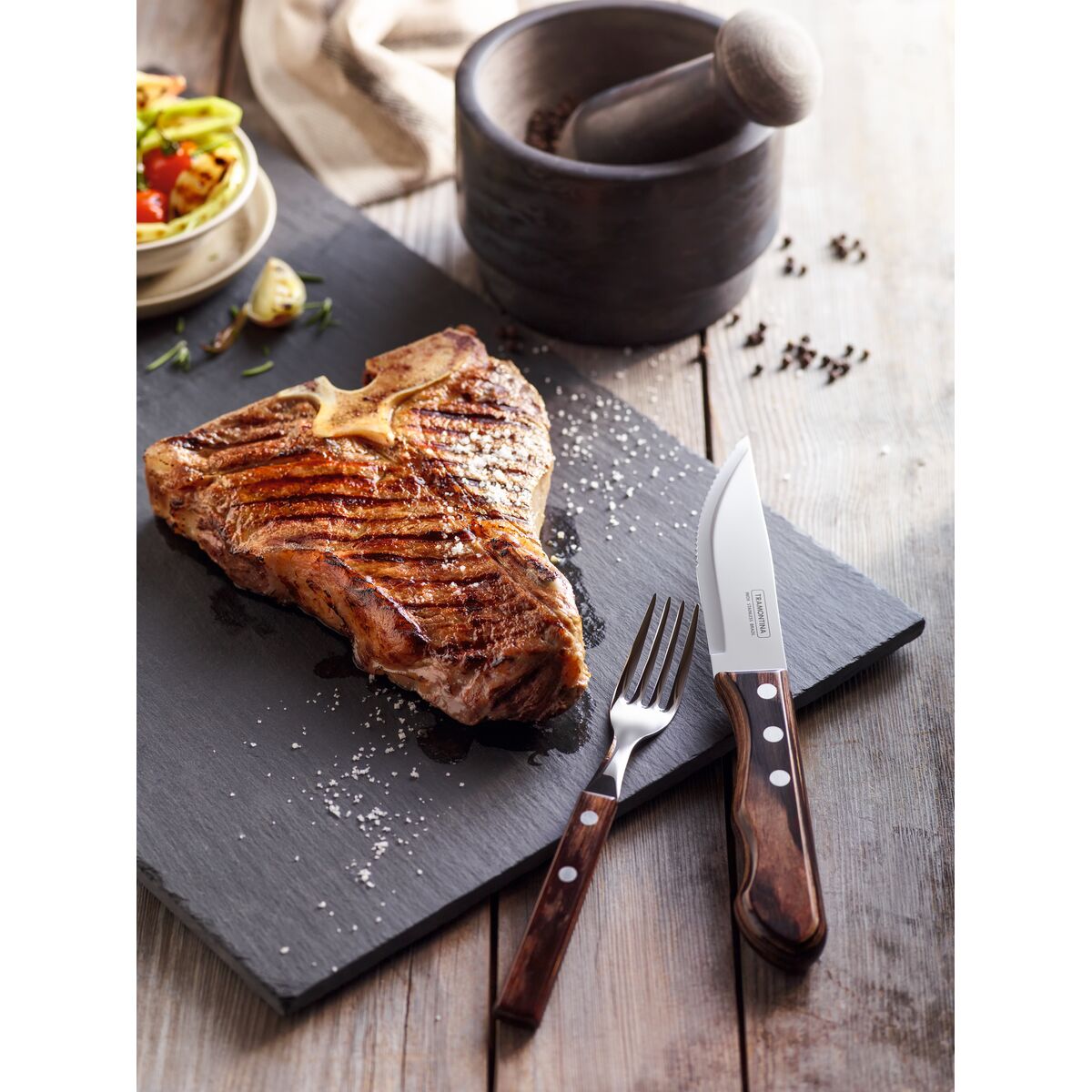Juego de Cubiertos para Carne Polywood Castaño FSC 4 piezas