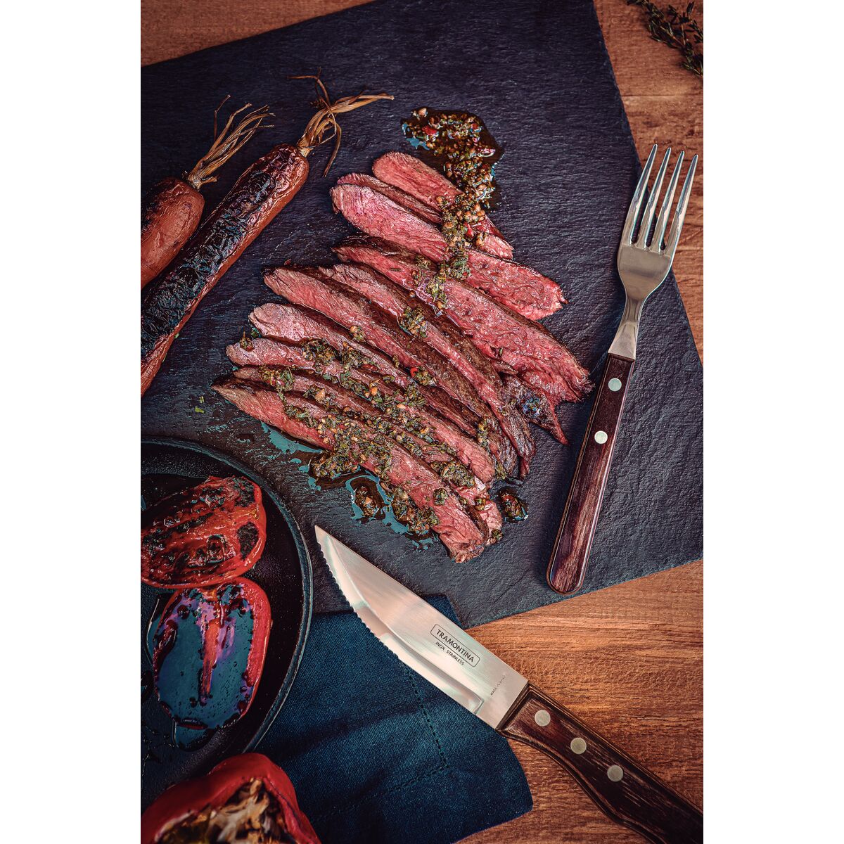 Tramontina Juego de Cubiertos para Carne Polywood Castaño 12 piezas
