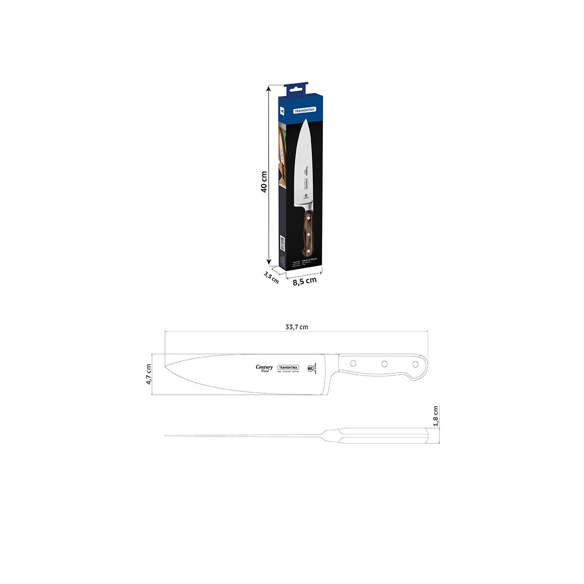 Tramontina Cuchillo Cocinero Century Wood NSF 20,5 cm