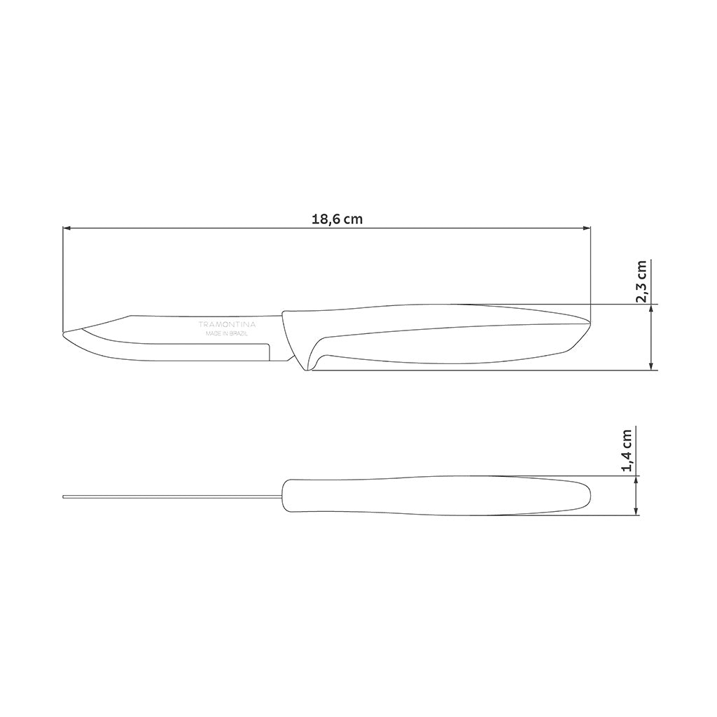 Tramontina Cuchillo para Legumbres y Frutas Plenus Negro 12 unidades