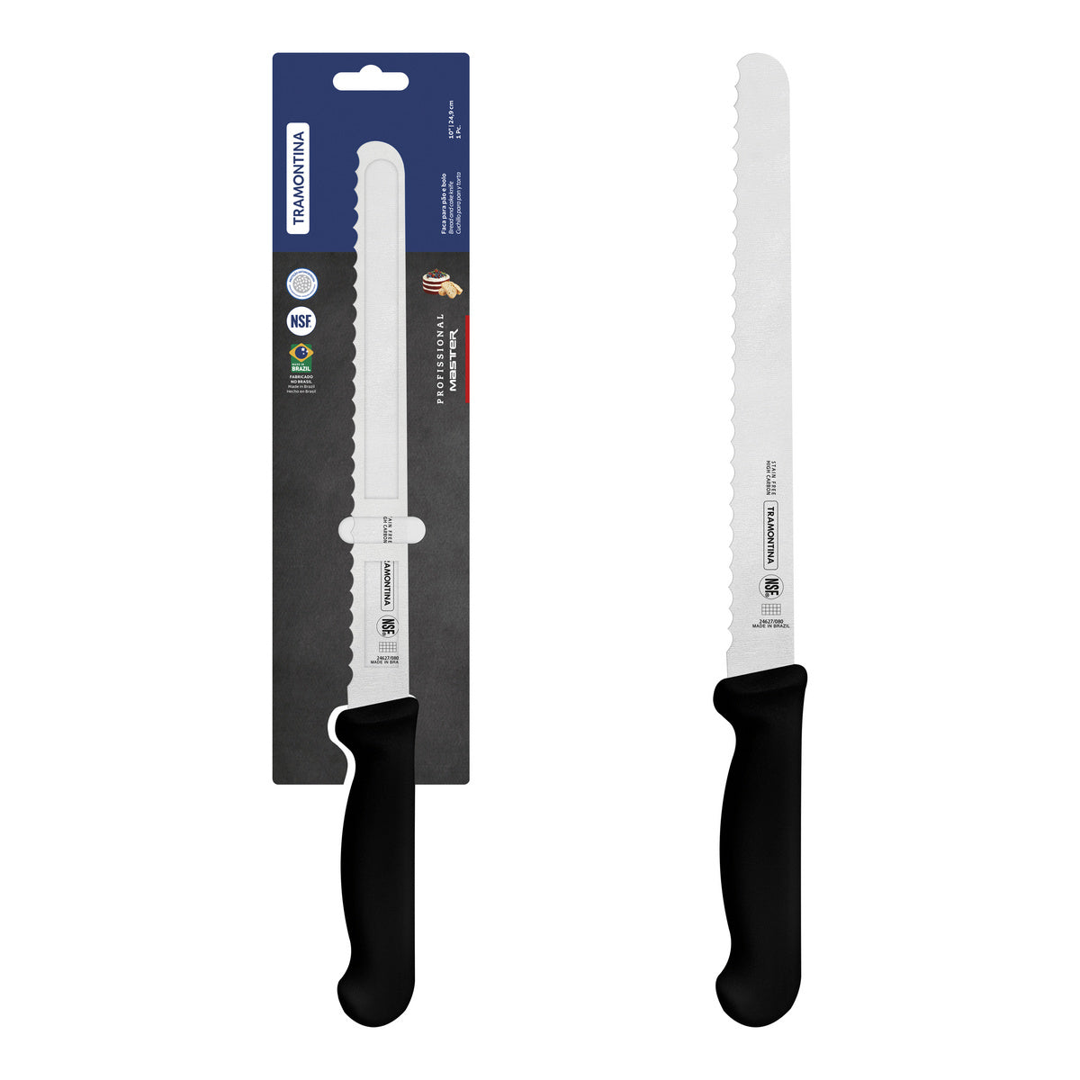 Cuchillo para Pan en Acero Inoxidable Professional Master Negro NSF 25 cm