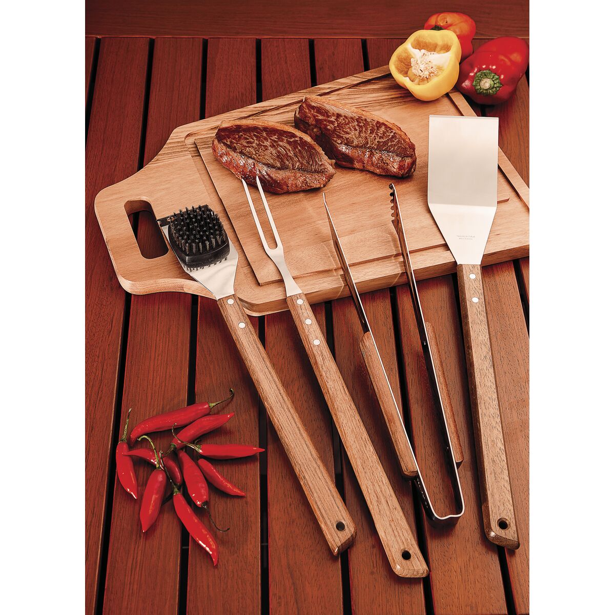 Tramontina Cepillo para Limpiar Parrilla con Mango de Madera 42 cm
