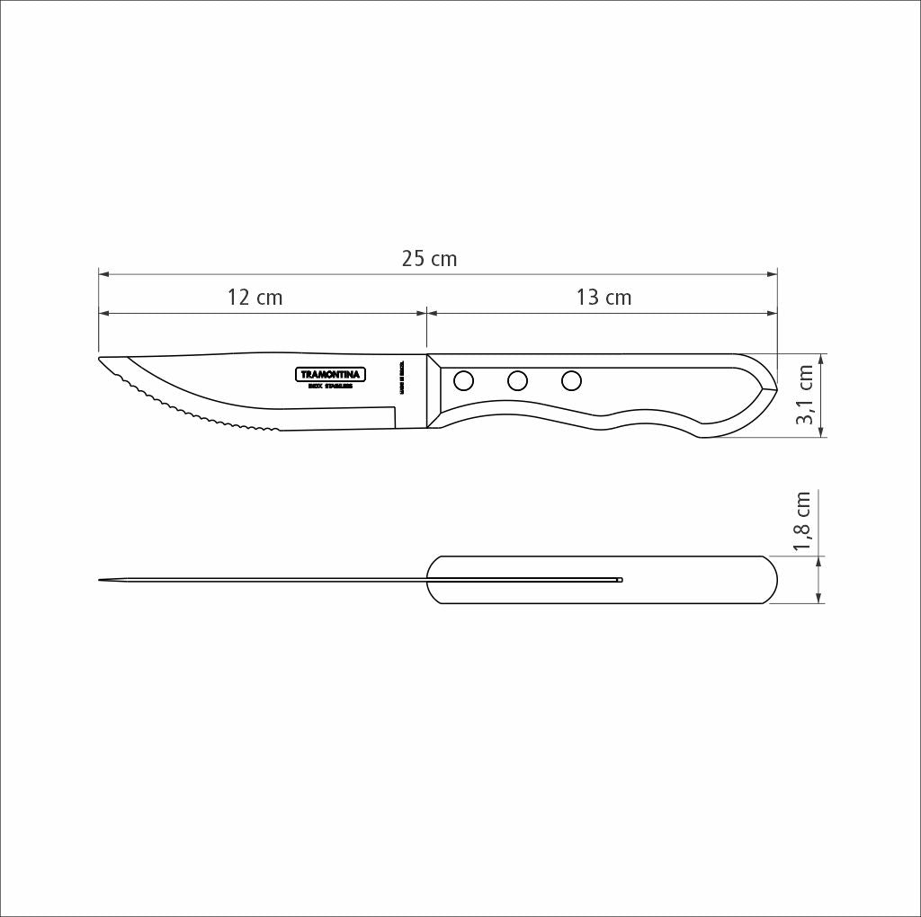 Tramontina Juego de Cuchillos para Asado Jumbo Polywood Castaño 6 Piezas