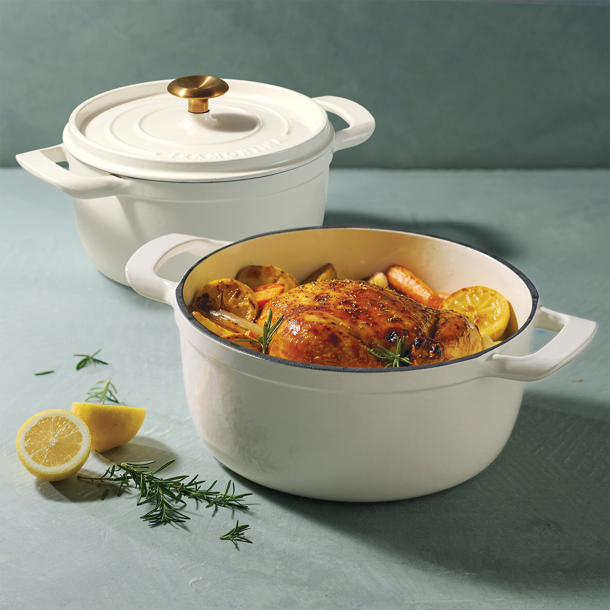 Tramontina Cocotte con Tapa de Hierro Fundido Esmaltado Latte 22 cm - 3,7L