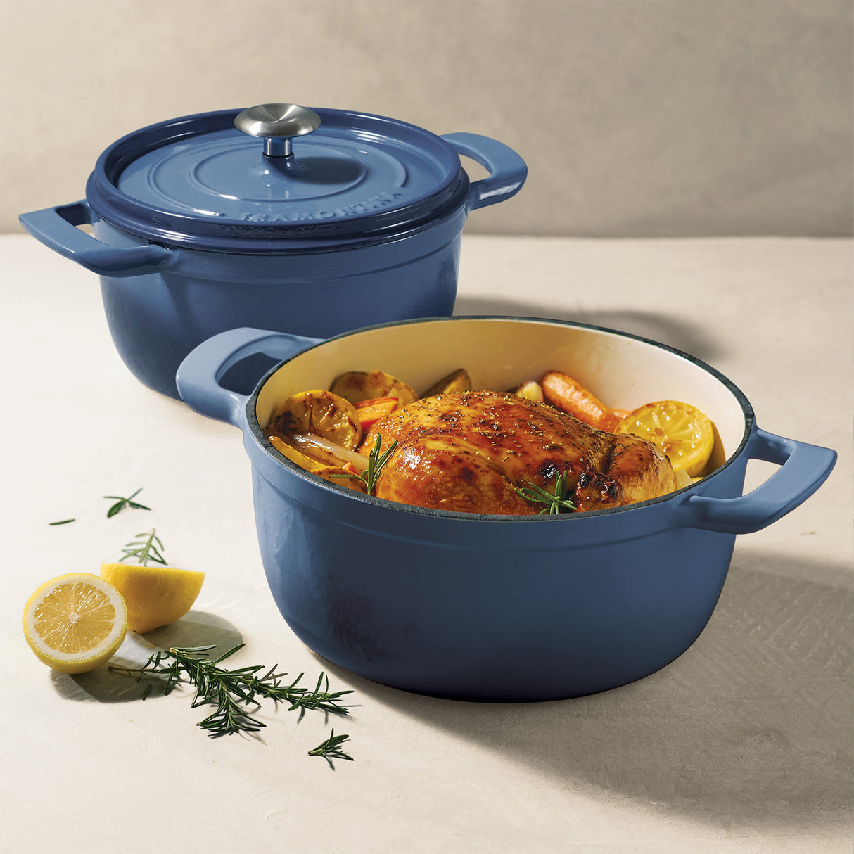 Tramontina Cocotte con Tapa de Hierro Fundido Esmaltado Azul 26 cm - 5,6L