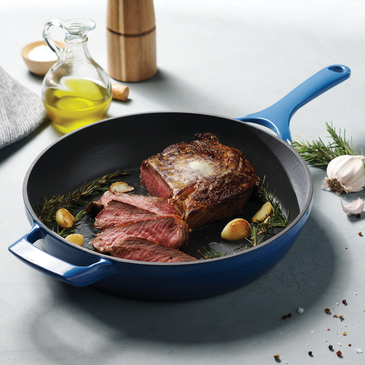 Tramontina Sartén sin Tapa de Hierro Fundido Esmaltado Azul 30 cm - 3,8 L