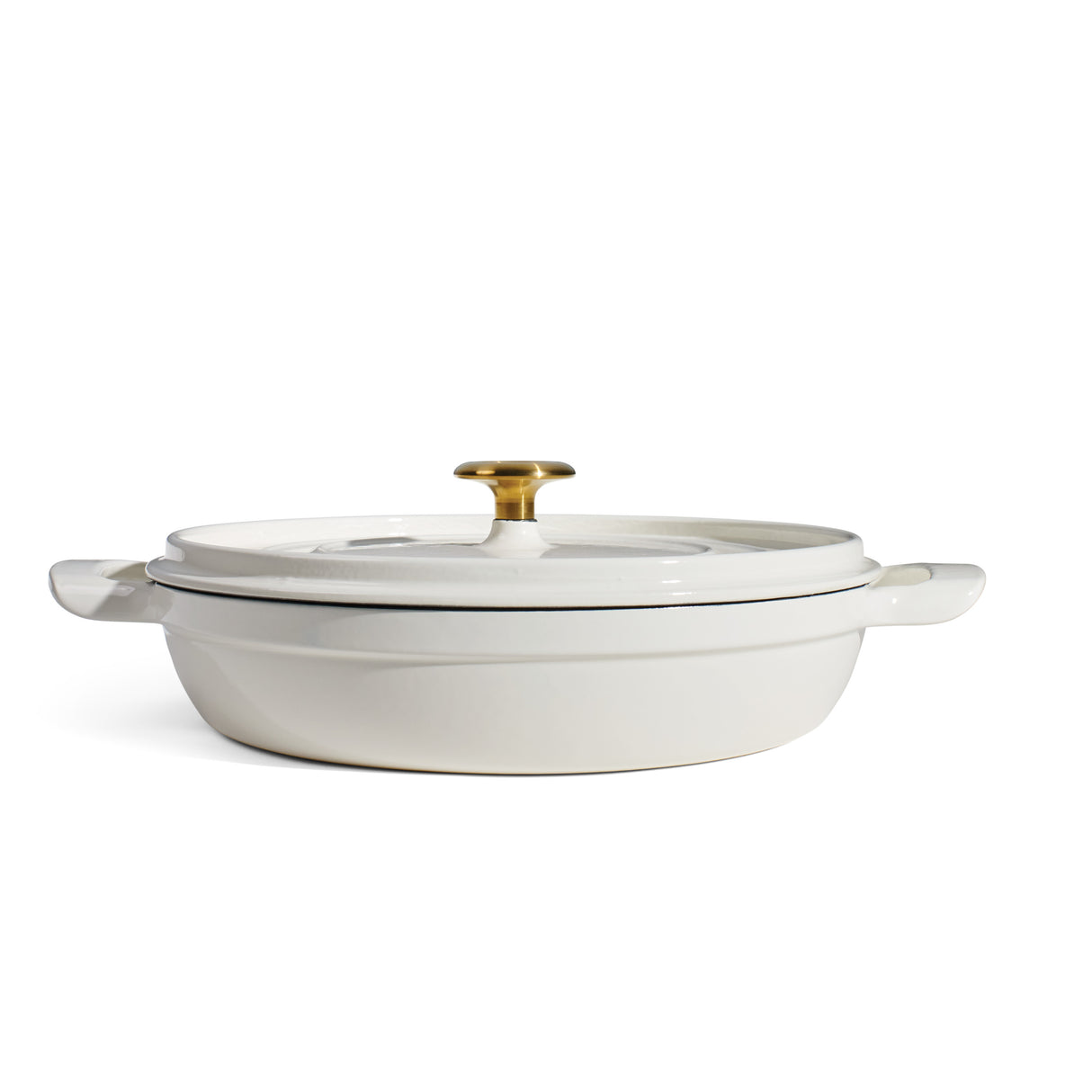 Tramontina Cazuela Baja con Tapa de Hierro Fundido Esmaltado Latte 30 cm - 3,8 L