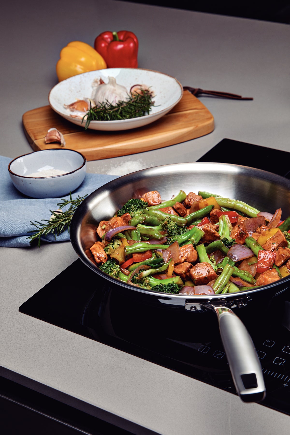 Tramontina Wok Grano de Acero Inoxidable Cuerpo Triple sin Tapa 28 cm 3,4 L
