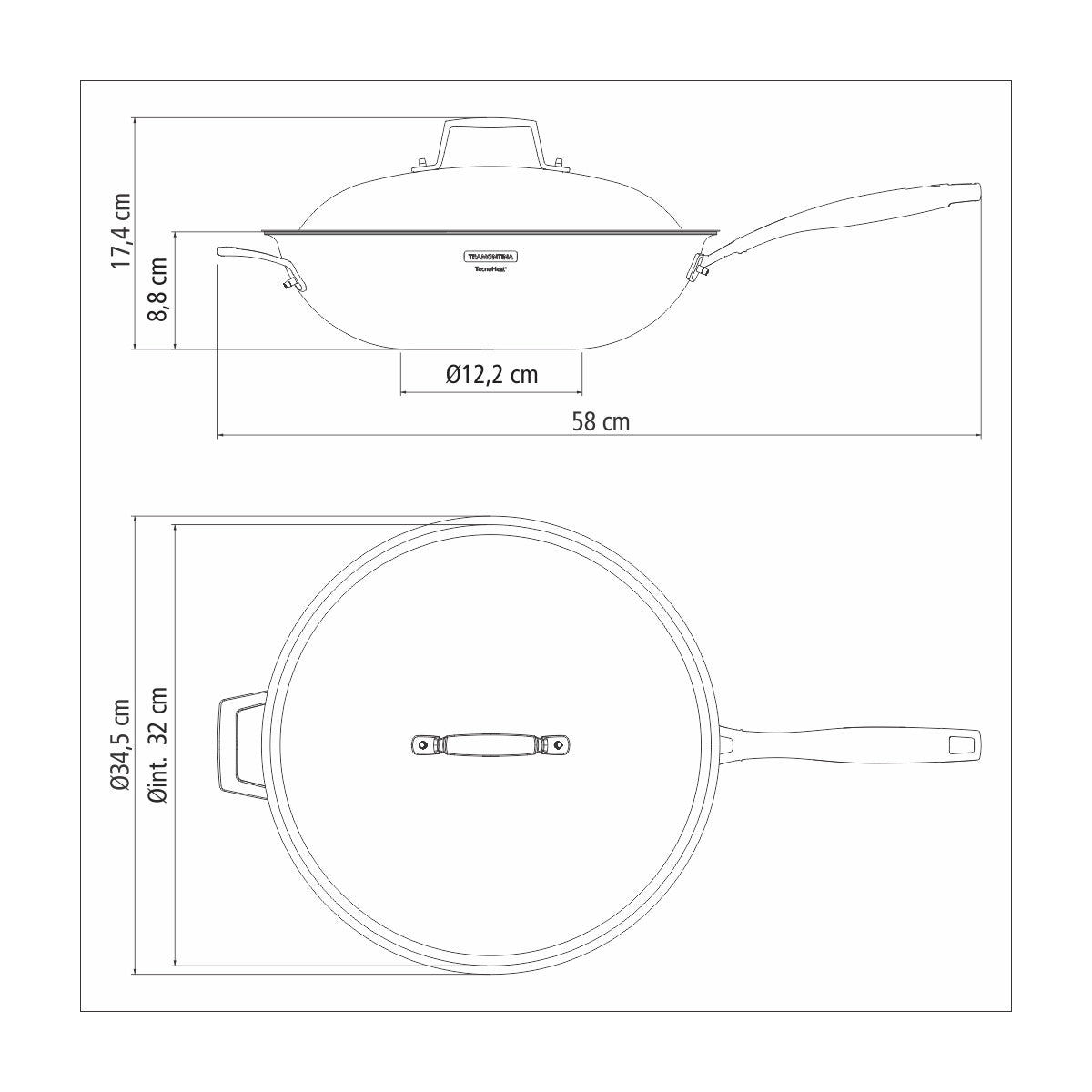 Tramontina Wok Tri-Ply Grano de Acero Inoxidable 32 cm