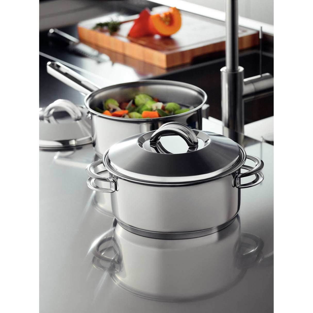 Tramontina Batería de Cocina de Acero Inoxidable con Fondo Triple Solar 5 Piezas