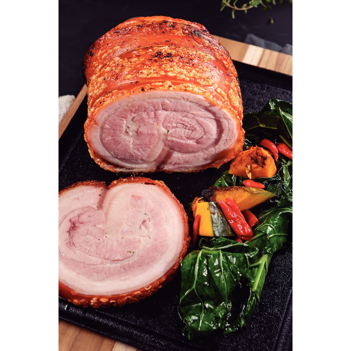 Fuente Bandeja de Hierro Fundido con Tabla en Madera Churrasco Essencial 35 x 25 cm