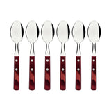 Tramontina Juego de Cucharas de Té en Acero Inoxidable y Mangos de Madera Polywood Rojo 6 piezas