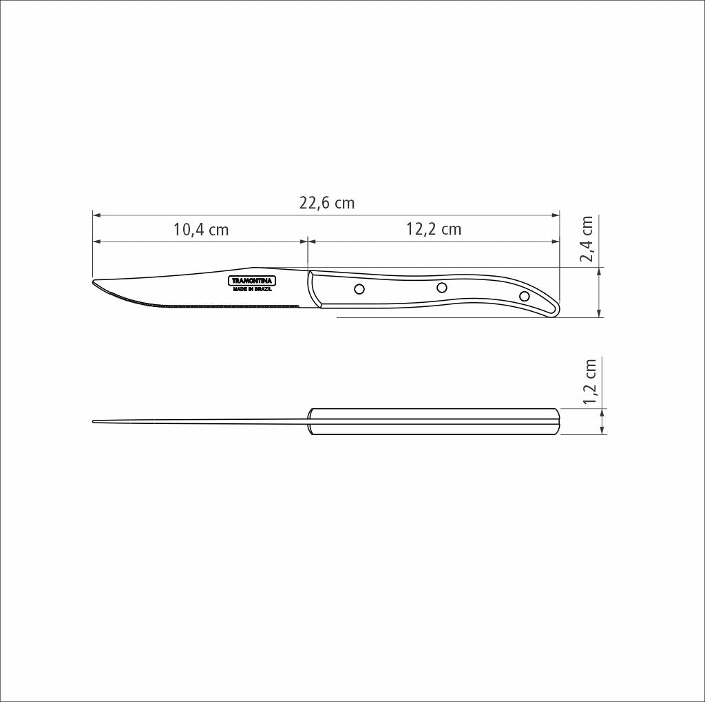 Tramontina Juego de Cuchillos para Carne Polywood Castaño Microdentado 4 Piezas