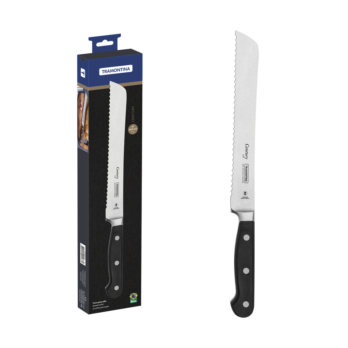 Tramontina Cuchillo para pan en Acero Inoxidable Century NSF 20,5 cm