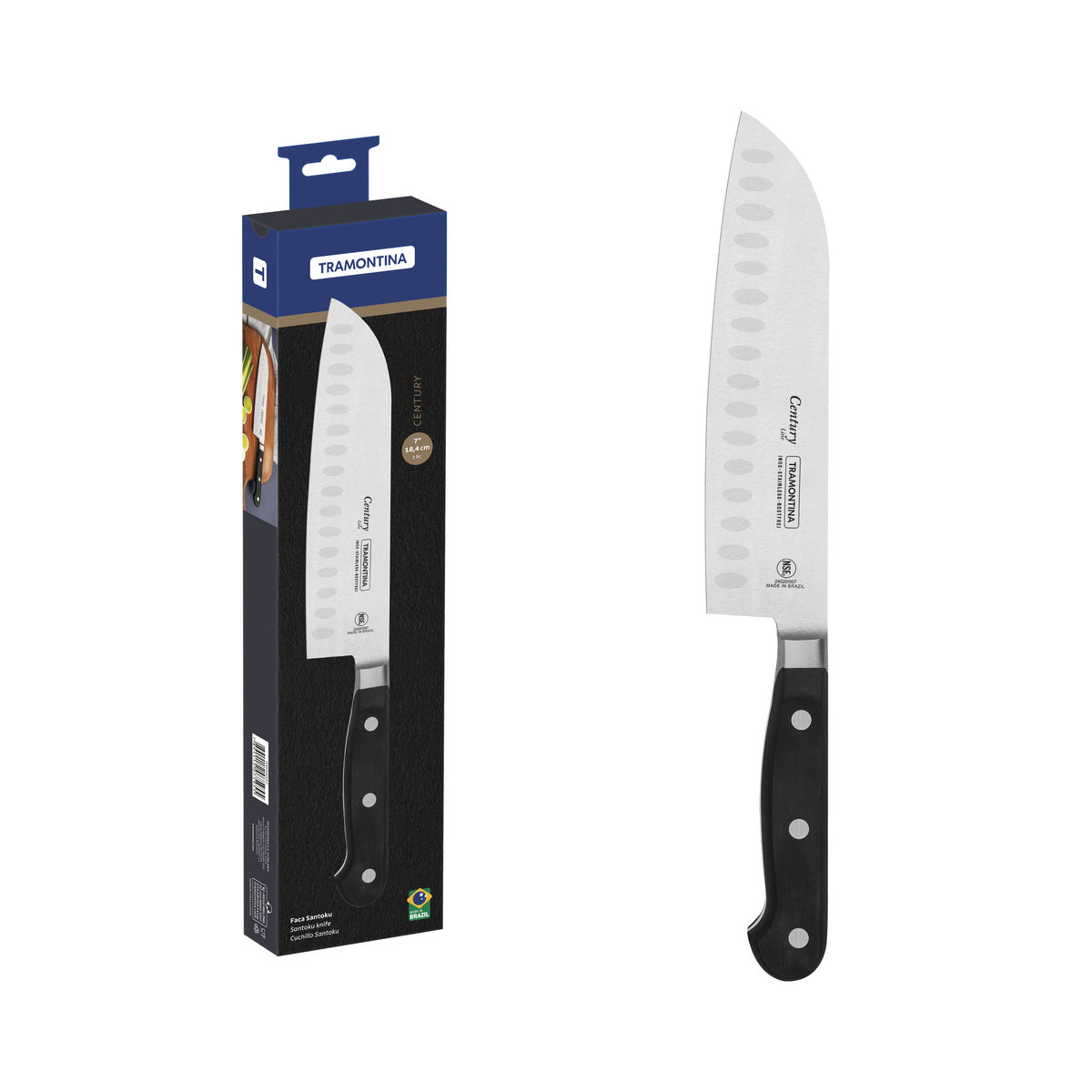 Tramontina Cuchillo Santoku en Acero Inoxidable Century NSF 18 cm