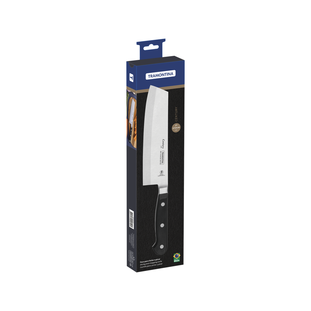 Tramontina Cuchillo Usuba para Rebanar y Picar en Acero Inoxidable Century NSF 18 cm