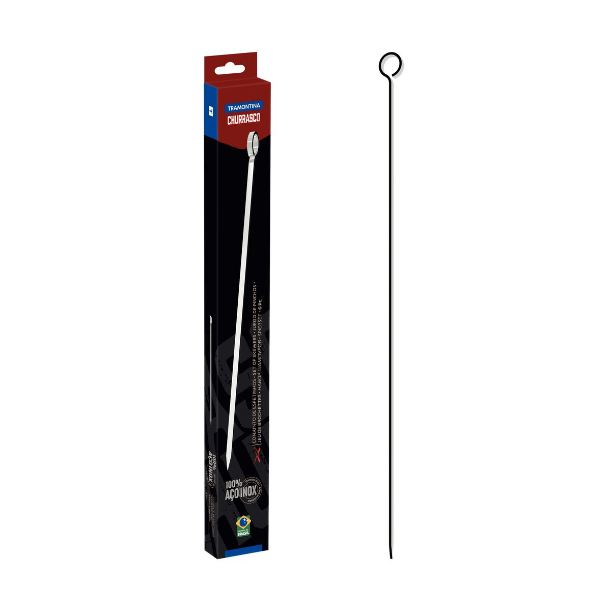 Tramontina Juego de 6 Pinchos Brochetas en Acero Inoxidable 30 cm