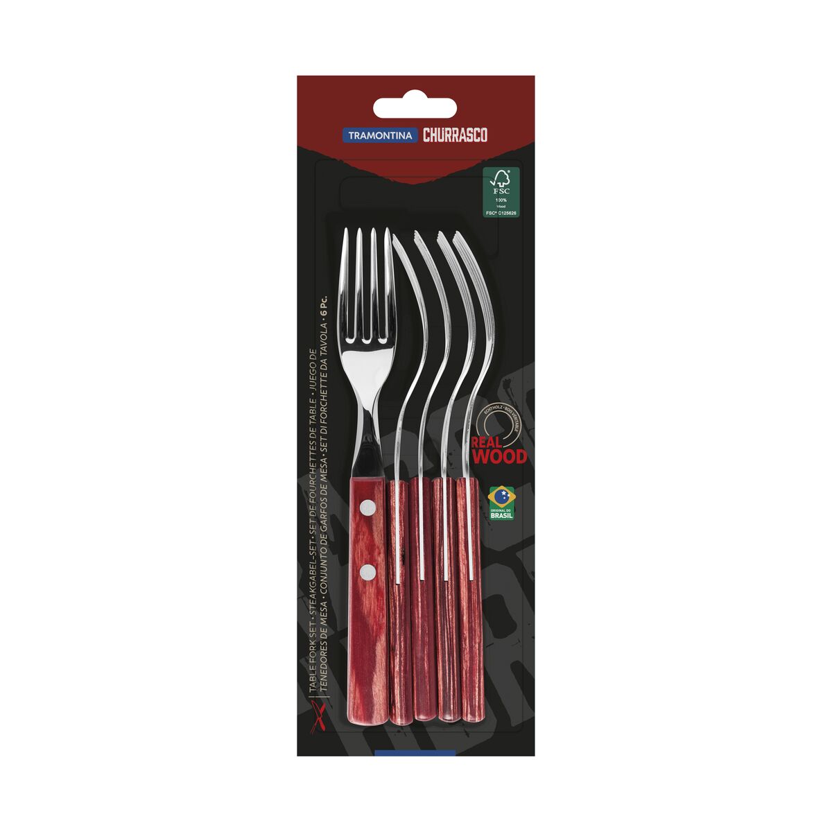 Tramontina Juego de Tenedores para Carne Polywood Rojo FSC 6 piezas