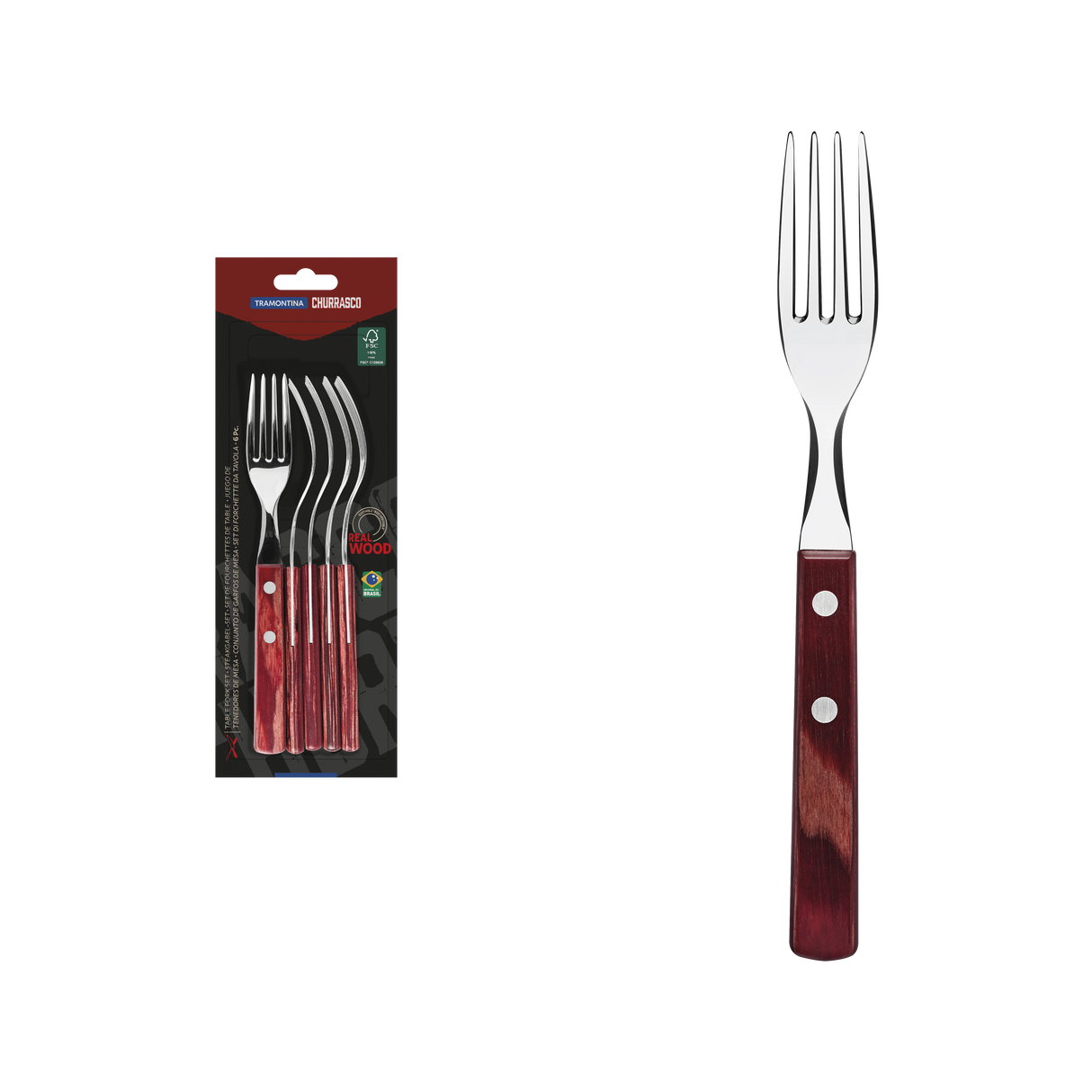 Tramontina Juego de Tenedores para Carne Polywood Rojo FSC 6 piezas