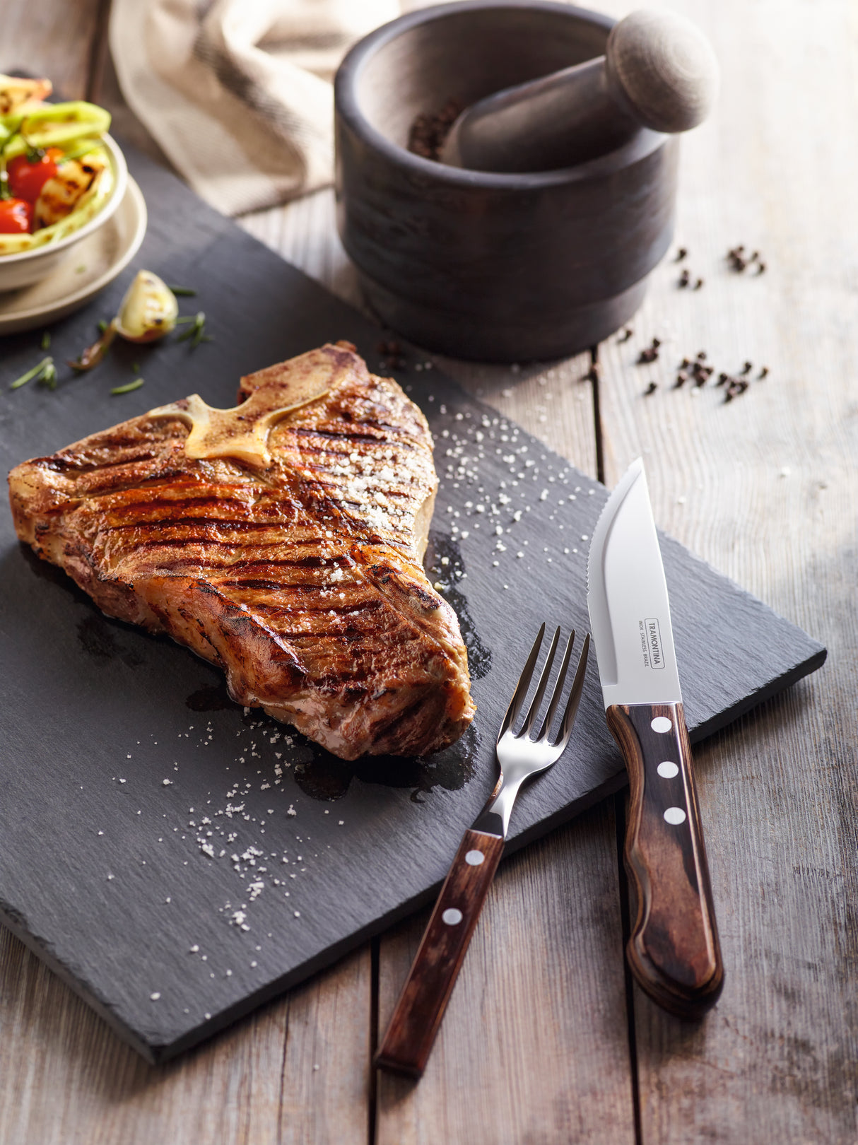 Tramontina Juego de Cuchillos para Asado Jumbo Polywood Castaño 6 Piezas