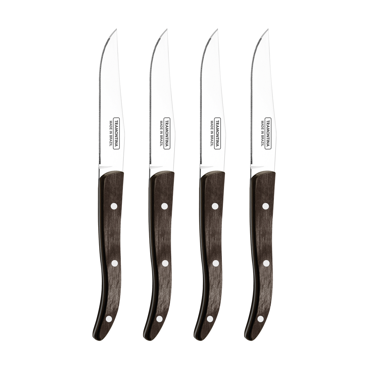 Tramontina Juego de Cuchillos para Carne Polywood Castaño Microdentado 4 Piezas