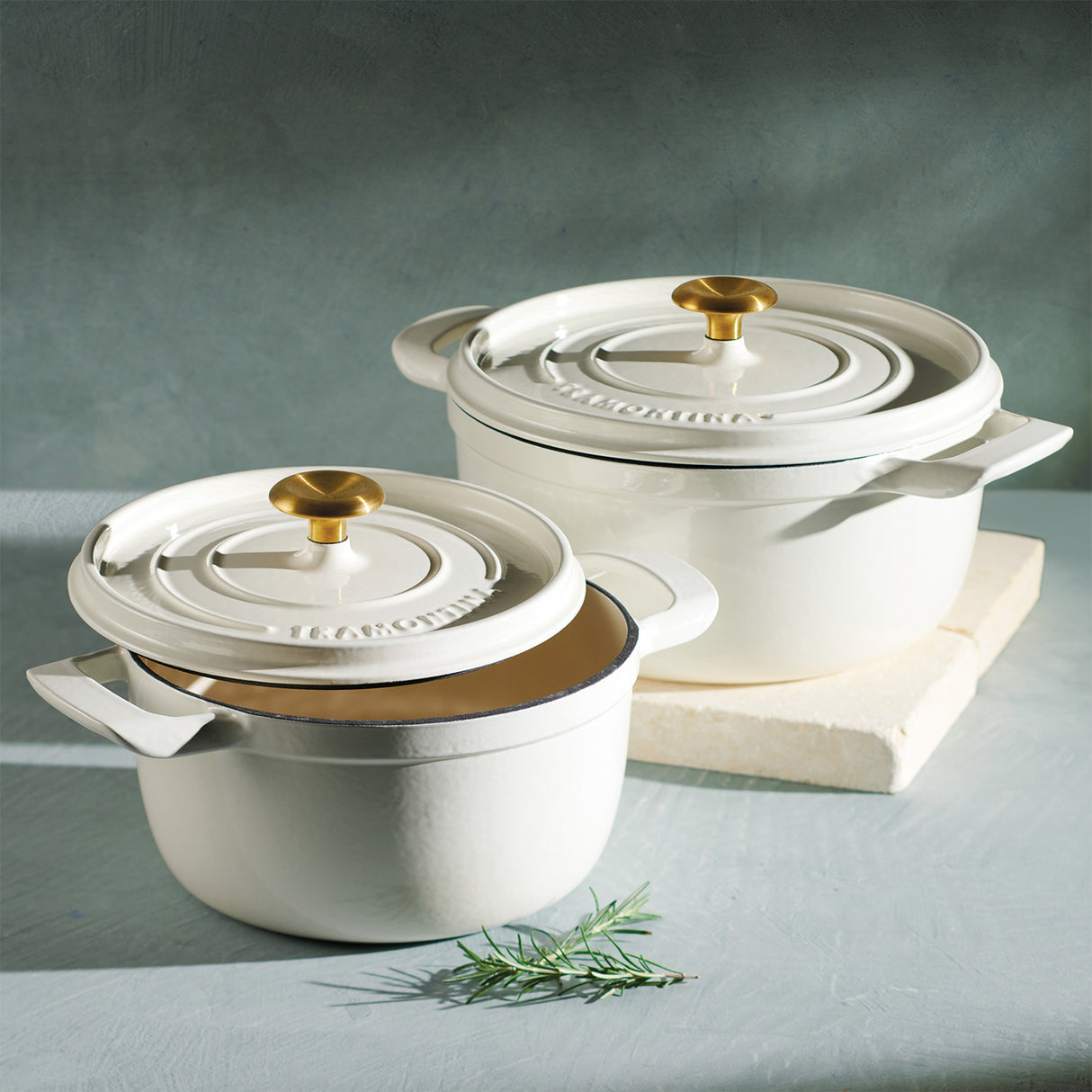Tramontina Cocotte con Tapa de Hierro Fundido Esmaltado Latte 22 cm - 3,7L