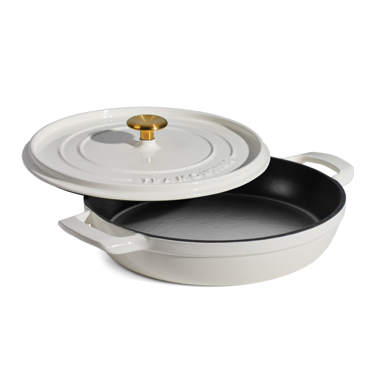 Tramontina Cazuela Baja con Tapa de Hierro Fundido Esmaltado Latte 30 cm - 3,8 L