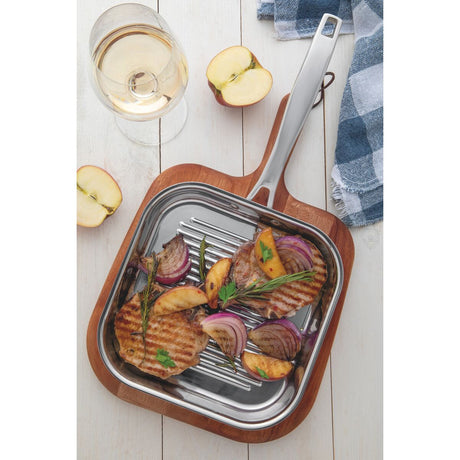 Tramontina Sartén Parrilla Tri-Ply Grano de Acero Inoxidable 26 x 26 cm