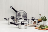 Tramontina Batería de Cocina Brava Baquelite de Acero Inoxidable con Fondo Triple 4 piezas