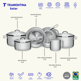 Tramontina Batería de Cocina de Acero Inoxidable con Fondo Triple Solar 6 piezas