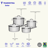 Tramontina Batería de Cocina de Acero Inoxidable con Fondo Triple Solar 4 Piezas