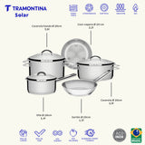 Tramontina Batería de Cocina de Acero Inoxidable con Fondo Triple Solar 5 Piezas