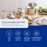 Tramontina Batería de Cocina de Acero Inoxidable con Fondo Triple Solar 5 Piezas