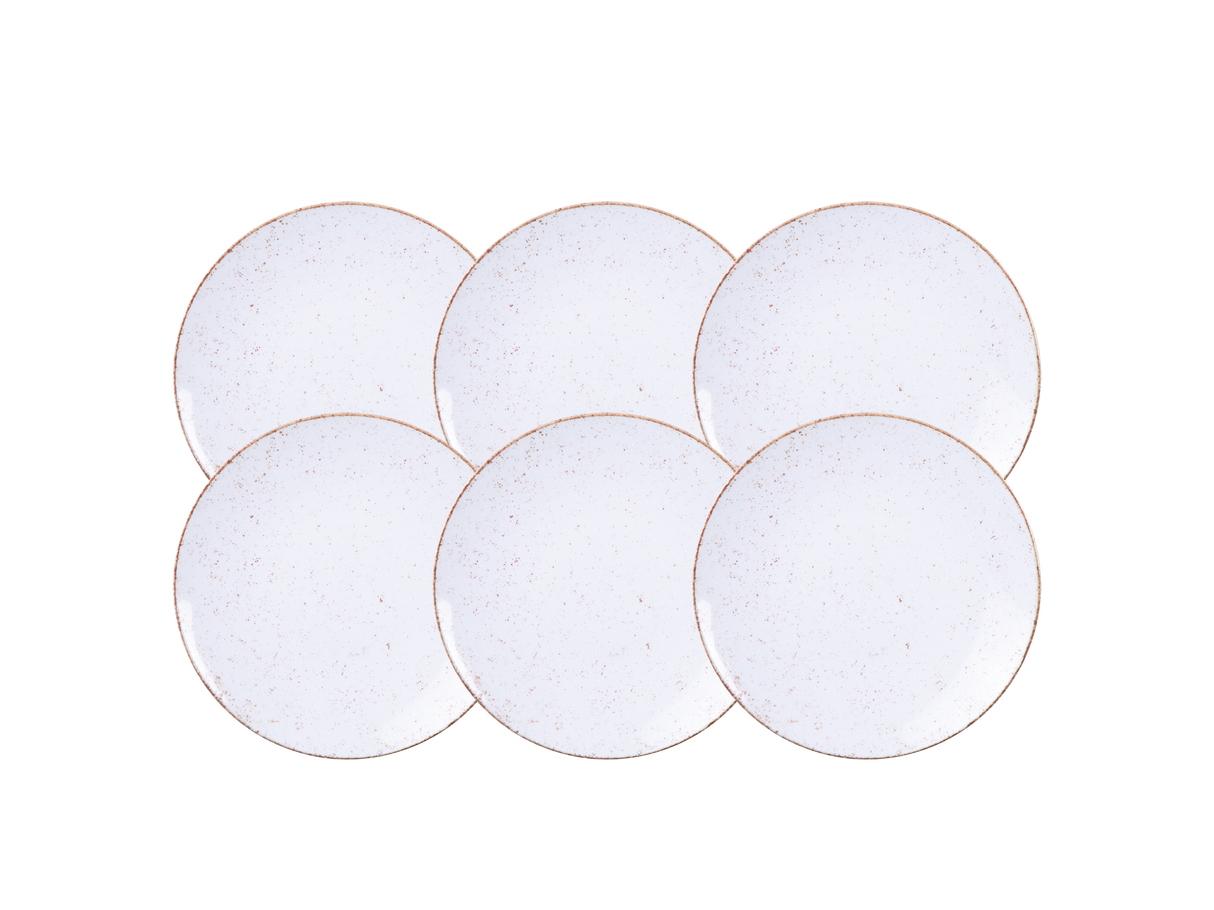 Tramontina Juego de Platos de Postre Rústico Marrón en Porcelana 21 cm 6 Piezas
