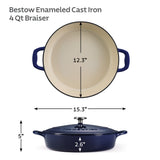 Tramontina Cazuela Baja de Hierro Fundido Esmaltado Azul Bestow 30 cm 3,8L