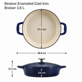Tramontina Cazuela Baja de Hierro Fundido Esmaltado Azul Bestow 30 cm 3,8L