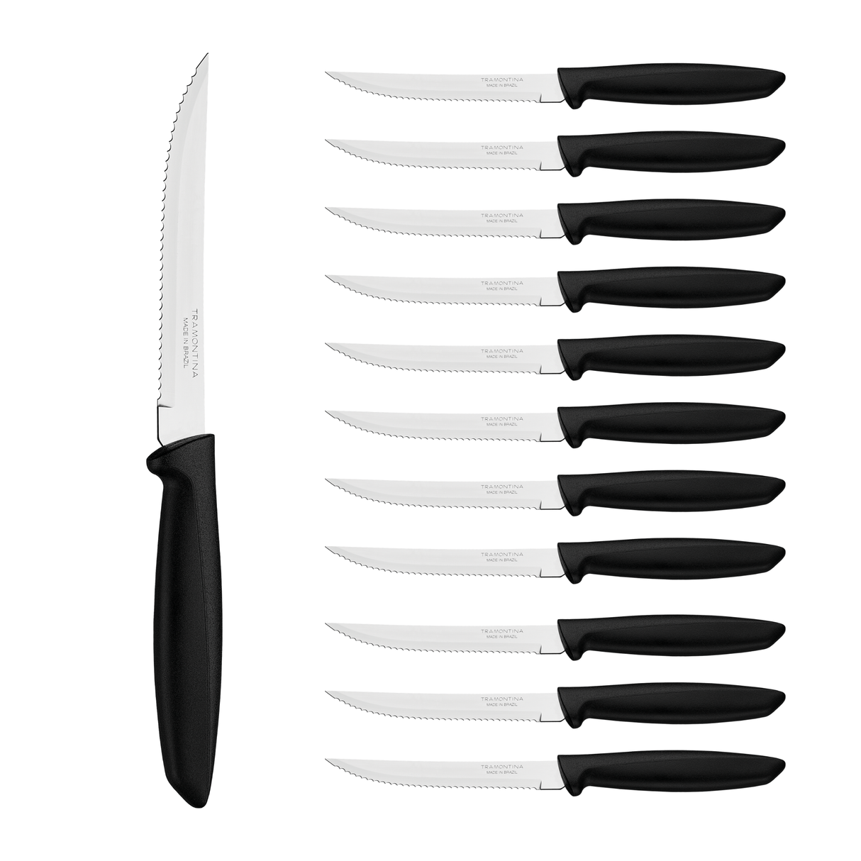 Tramontina Cuchillo Dentado Plenus Negro 12 unidades
