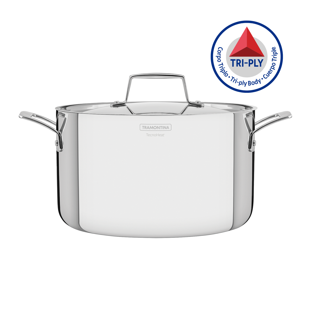 Tramontina Cacerola Honda Tri-Ply Grano de Acero Inoxidable 24 cm